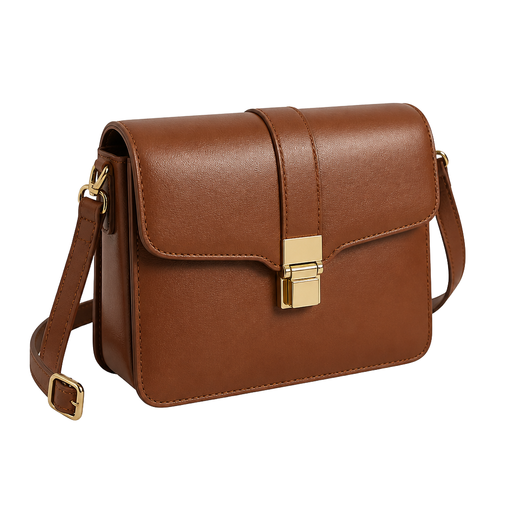 Photoreal brown leather crossbody bag