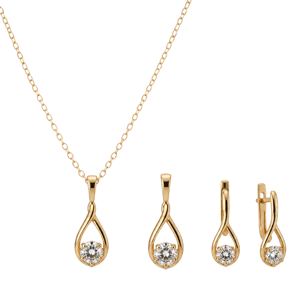 Photoreal gold necklace and matching earrings